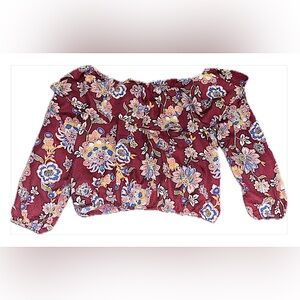 Off The Shoulder Burgundy Flower Top